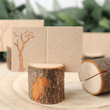 4 Pack | Rustic Natural Wood Stump Placecard Holder, Boho Chic Decor