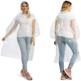 100% Waterproof Unisex Plastic Raincoat & Hood, One Size Disposable Rain Poncho