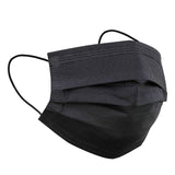 50 Pack | 3 Ply Black Disposable Face Mask Non Woven Mask with Ear Loop#whtbkgd