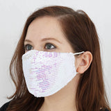5 Pack | White Sequined Cotton Fashion Face Mask, Reusable Fabric Masks With Ear Loops
