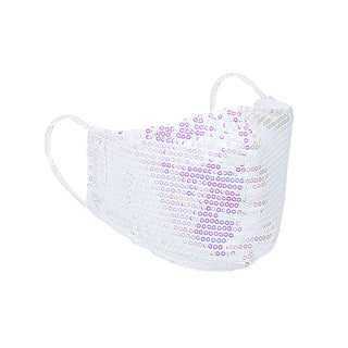 White Sequined Cotton Fashion Face Mask