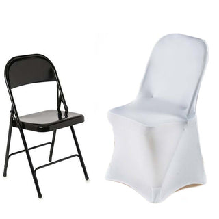 White Premium Spandex Stretch Fitted Folding Chair Cover - The Perfect Addition to Your Event Decor
