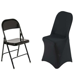 Enhance Your Event with the Black Premium Spandex Stretch Fitted Folding Chair Cover