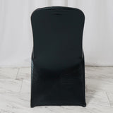 Shiny Metallic Black Spandex Banquet Chair Cover, Glittering Premium Fitted Chair Cover
