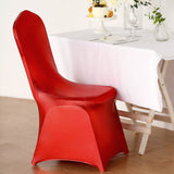 Shiny Metallic Red Spandex Banquet Chair Cover, Glittering Premium Fitted Chair Cover