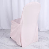 Blush Polyester Banquet Chair Cover, Reusable Stain Resistant Slip On Chair Cover