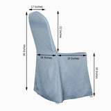 Dusty Blue Polyester Banquet Chair Cover, Reusable Stain Resistant Slip On Chair Cover