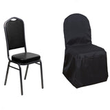 Black Polyester Banquet Chair Cover, Reusable Stain Resistant Slip On Chair Cover