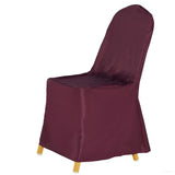 Burgundy Polyester Banquet Chair Cover, Reusable Stain Resistant Chair Cover#whtbkgd