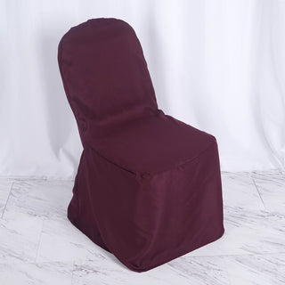 Elevate Your Event with the Burgundy Polyester Banquet Chair Cover