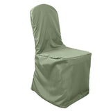 Dusty Sage Green Polyester Banquet Chair Cover, Reusable Stain Resistant Slip On Chair Cover#whtbkgd
