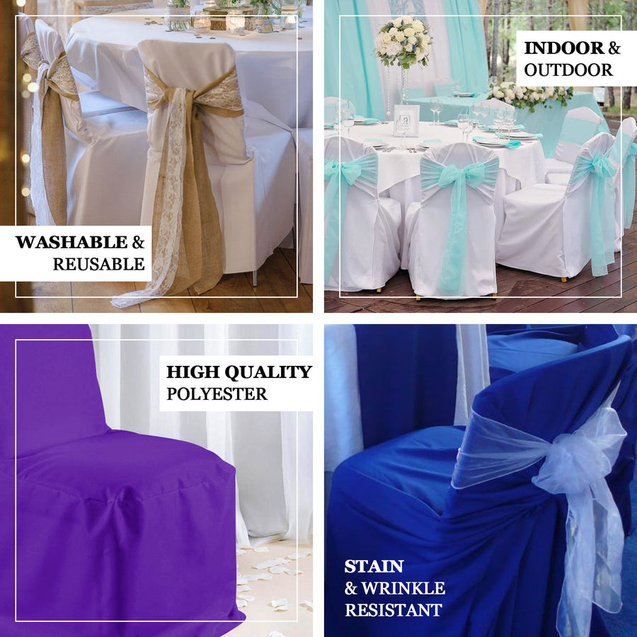 Royal Blue Polyester Banquet Chair Cover, Reusable Stain Resistant Chair Cover