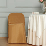 Gold Polyester Banquet Chair Cover, Reusable Stain Resistant Slip On Chair Cover