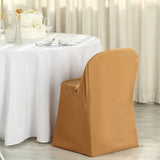 Gold Polyester Banquet Chair Cover, Reusable Stain Resistant Slip On Chair Cover