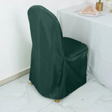Hunter Emerald Green Polyester Banquet Chair Cover, Reusable Stain Resistant Slip On Chair Cover