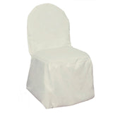 Ivory Polyester Banquet Chair Cover, Reusable Stain Resistant Chair Cover#whtbkgd