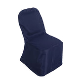 Navy Blue Polyester Banquet Chair Cover, Reusable Stain Resistant Slip On Chair Cover#whtbkgd
