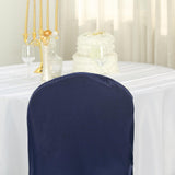 Navy Blue Polyester Banquet Chair Cover, Reusable Stain Resistant Slip On Chair Cover
