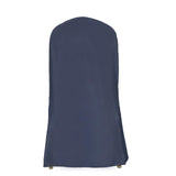 Navy Blue Polyester Banquet Chair Cover, Reusable Stain Resistant Slip On Chair Cover