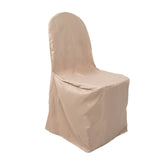 Nude Polyester Banquet Chair Cover, Reusable Stain Resistant Slip On Chair Cover#whtbkgd