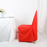 Red Polyester Banquet Chair Cover, Reusable Stain Resistant Slip On Chair Cover