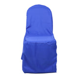 Royal Blue Polyester Banquet Chair Cover, Reusable Stain Resistant Slip On Chair Cover