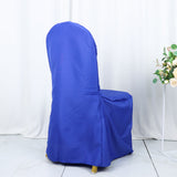 Royal Blue Polyester Banquet Chair Cover, Reusable Stain Resistant Chair Cover
