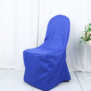 Elevate Your Event with the Royal Blue Polyester Banquet Chair Cover