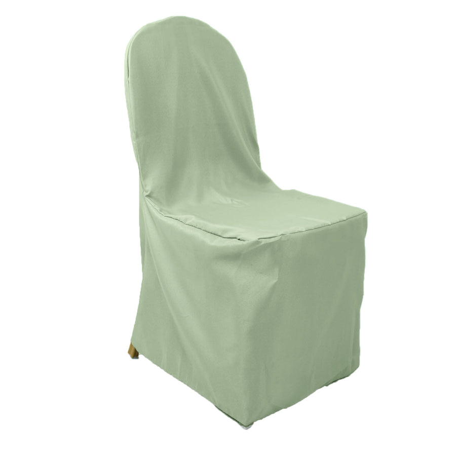 Sage Green Polyester Banquet Chair Cover, Reusable Stain Resistant Chair Cover#whtbkgd