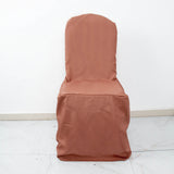 Terracotta (Rust) Polyester Banquet Chair Cover, Reusable Stain Resistant Slip On Chair Cover