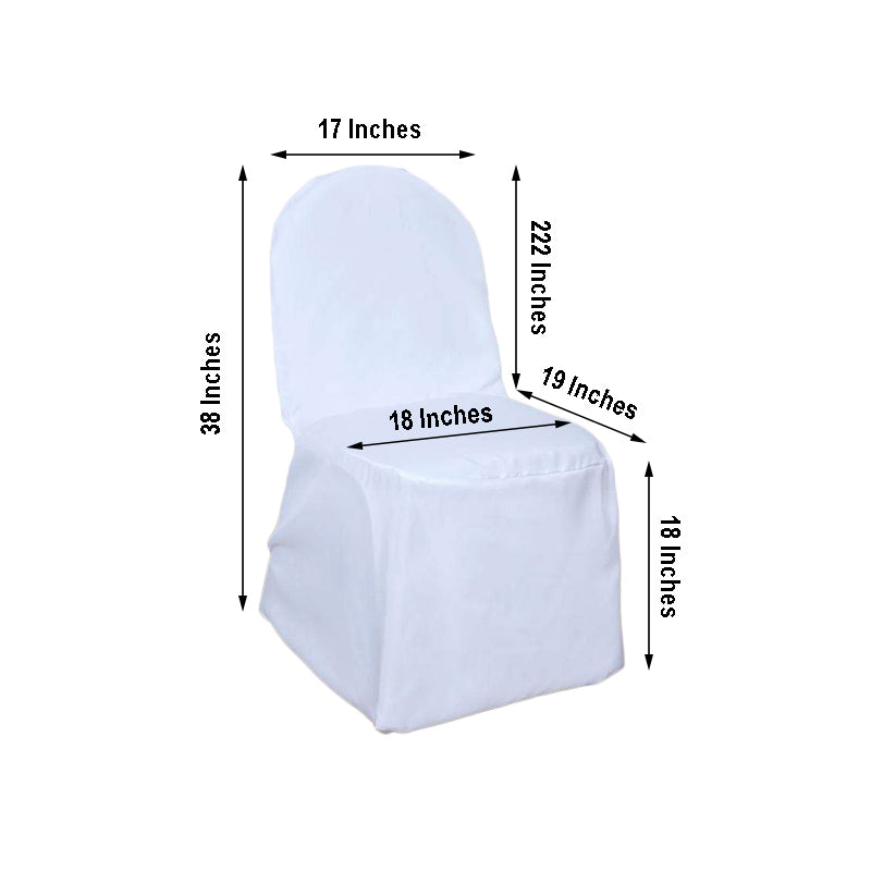 White Polyester Banquet Chair Cover, Reusable Stain Resistant Chair Cover