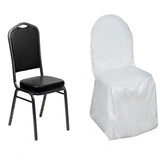 White Polyester Banquet Chair Cover, Reusable Stain Resistant Slip On Chair Cover