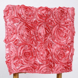 Create a Magical Atmosphere with Rose Quartz Satin Rosette Chiavari Chair Back Cover Caps