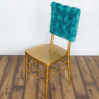 Turquoise Satin Rosette Chair Caps