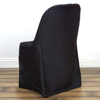 Upgrade Your Event Decor with the Black Polyester Folding Round Chair Cover