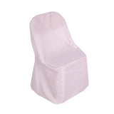 Blush Polyester Folding Chair Cover, Reusable Stain Resistant Slip On Chair Cover#whtbkgd