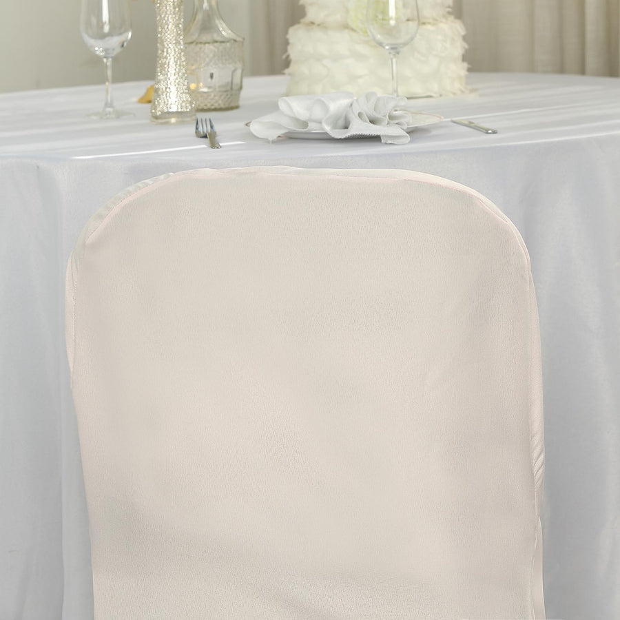 Blush Polyester Folding Round Chair Cover, Reusable Stain Resistant Chair Cover