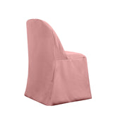 Dusty Rose Polyester Folding Chair Cover, Reusable Stain Resistant Slip On Chair Cover