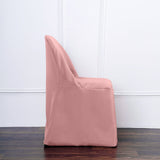 Dusty Rose Polyester Folding Round Chair Cover, Reusable Stain Resistant Chair Cover