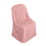 Dusty Rose Polyester Folding Round Chair Cover, Reusable Stain Resistant Chair Cover#whtbkgd
