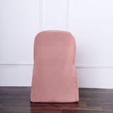 Dusty Rose Polyester Folding Chair Cover, Reusable Stain Resistant Slip On Chair Cover