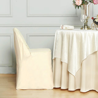 Beige Polyester Folding Round Chair Cover - A Practical and Stylish Choice