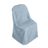 Dusty Blue Polyester Folding Round Chair Cover, Reusable Stain Resistant Chair Cover#whtbkgd