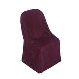 Burgundy Polyester Folding Chair Cover, Reusable Stain Resistant Slip On Chair Cover#whtbkgd