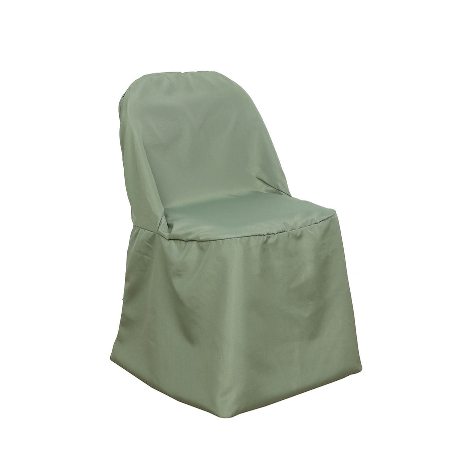 Eucalyptus Sage Green Polyester Folding Round Chair Cover, Stain Resistant Chair Cover#whtbkgd
