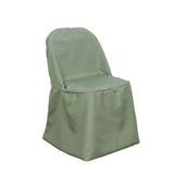 Dusty Sage Green Polyester Folding Chair Cover, Reusable Stain Resistant Slip On Chair Cover#whtbkgd