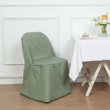 Dusty Sage Green Polyester Folding Chair Cover, Reusable Stain Resistant Slip On Chair Cover