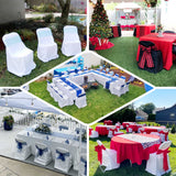 Red Polyester Folding Chair Cover, Reusable Stain Resistant Slip On Chair Cover