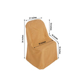 Gold Polyester Folding Chair Cover, Reusable Stain Resistant Slip On Chair Cover