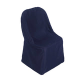 Navy Blue Polyester Folding Chair Cover, Reusable Stain Resistant Slip On Chair Cover#whtbkgd